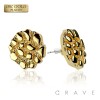 PAIR OF 18K GOLD PLATED INGOT CENTERED SHAPE NUGGET EARRINGS